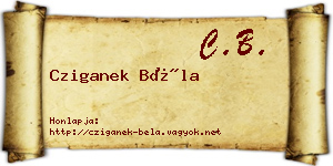 Cziganek Béla névjegykártya